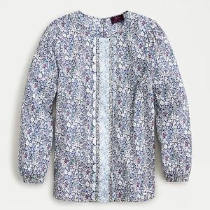 NEW J. Crew Scalloped Poplin Mixed Liberty Blouse